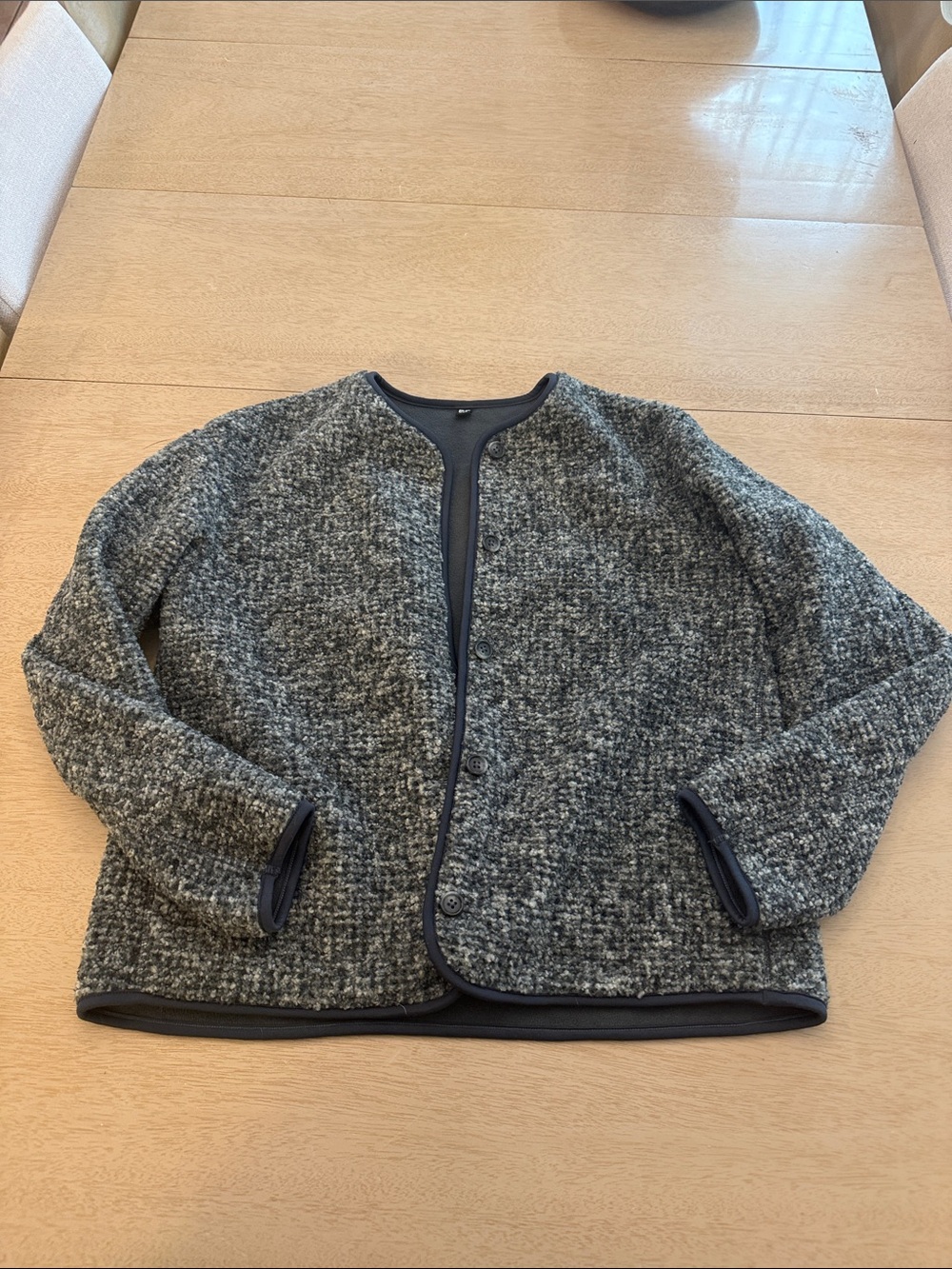 Uniqlo Grey Bouclé Button-Front Cardigan Jacket